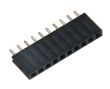 Gniazdo jednorzędowe 1x10pin, proste, r.2.54mm, do druku, styki złocone