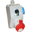 Zestaw instalacyjny z gniazdem 32A 5P+2P+Z (L-0-P) czerwony ZI05\R461